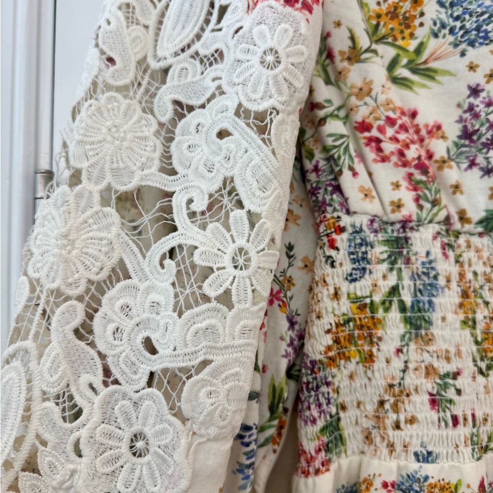 FARM Rio Cream Floral Mini Dress with Multicolor Print - Picture 5 of 7